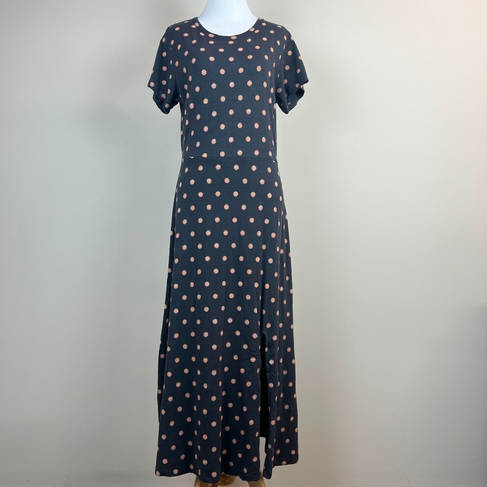 Natural by Known Supply Dress Claudia Midi Medium Navy Floral Dot Organic Cotton